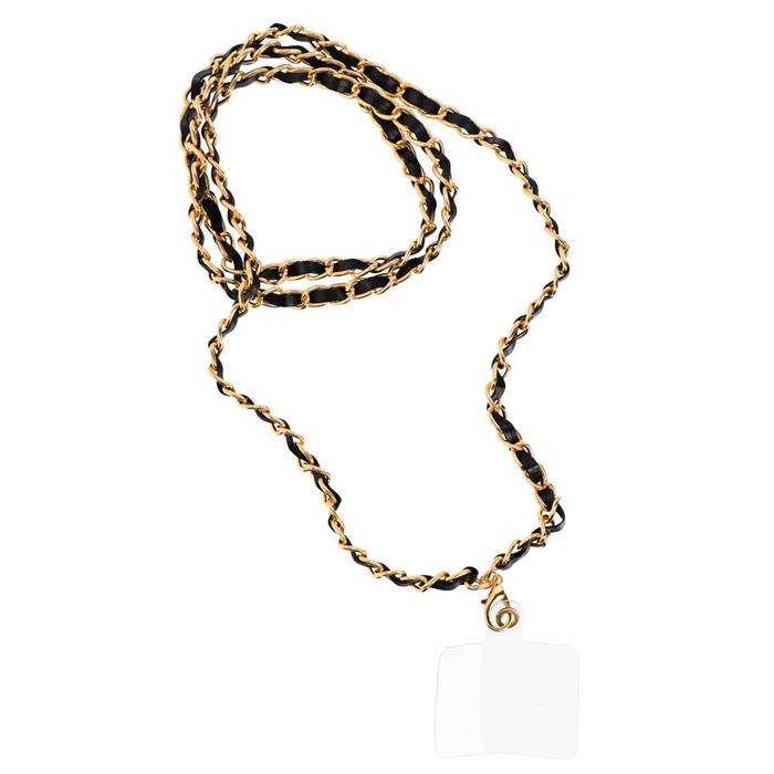 STRAP medál a telefonhoz / zsinór hossza 116cm (58cm a hurokban) / nyakba akasztható - fekete