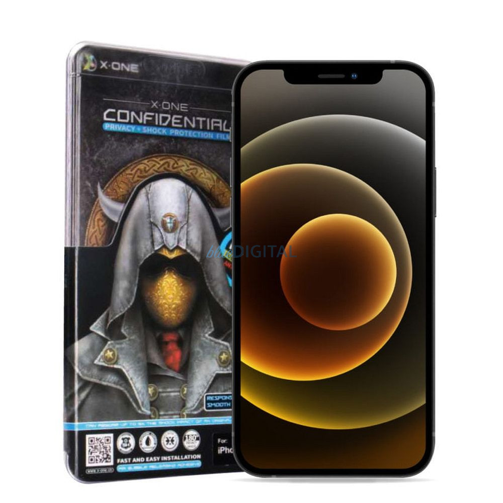 X-ONE Full Cover Extra Strong Privacy - iPhone 17 Air (teljes ragasztás) edzett üveg 9H