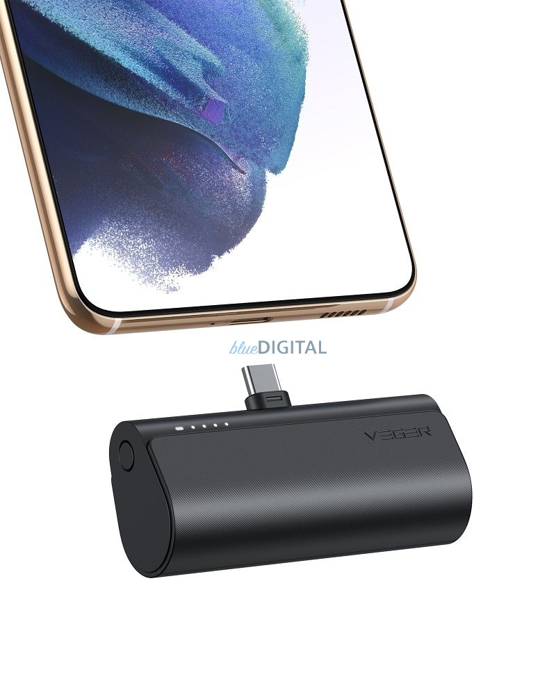 Power Bank VEGER PlugOn - 5000mAh beépített Type-C PD20W fekete (W0556P)