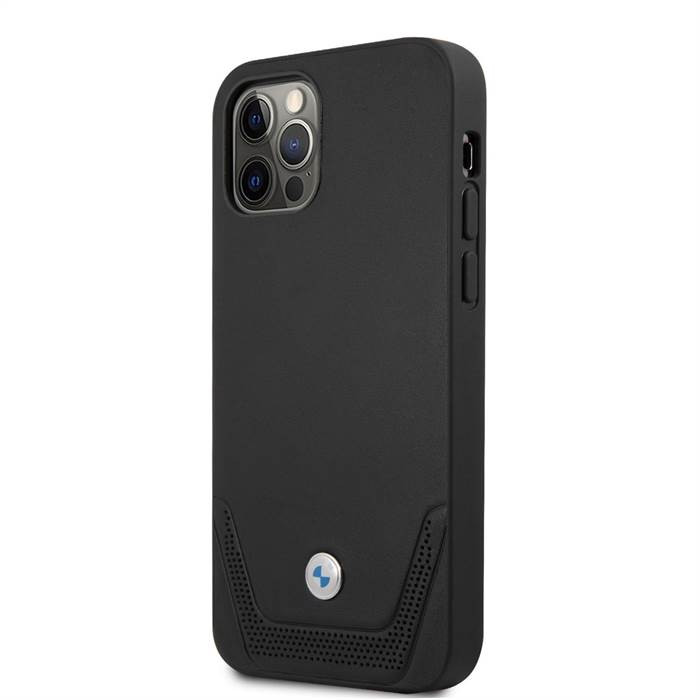 Apple iPhone 12/12 Pro Max BMW BMHCP12LRSWPK Bőr Hátlap - Fekete