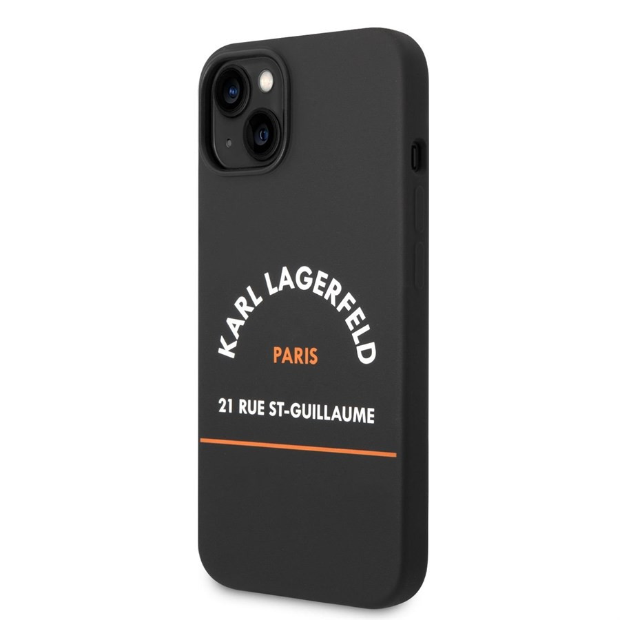 Apple iPhone 14 Plus KARL LAGERFELD KLHCP14LSRSGHLK Liquid Silicon Hátlap - Fekete